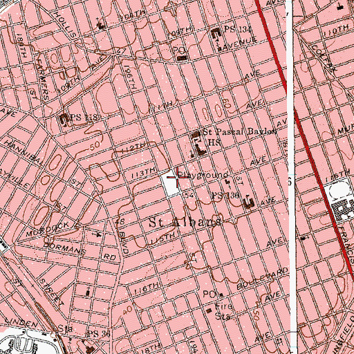 Topographic Map of Daniel M O'Connell Playground, NY