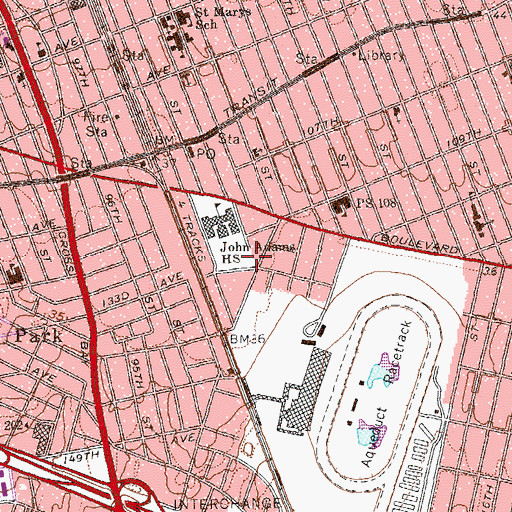 Topographic Map of John Adams Playground, NY