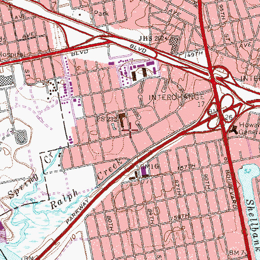 Topographic Map of Harold Schneiderman Playground, NY
