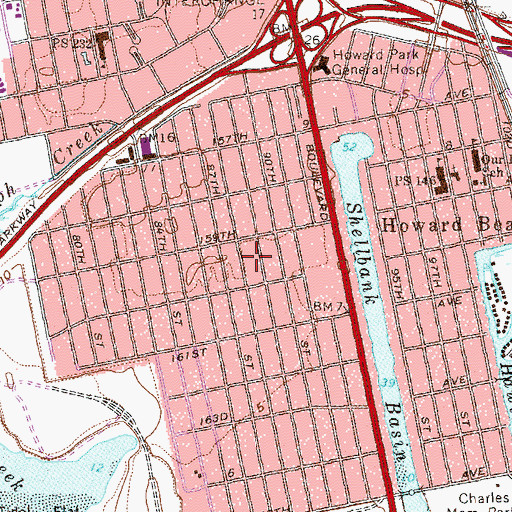Topographic Map of Walter Ward Playground, NY