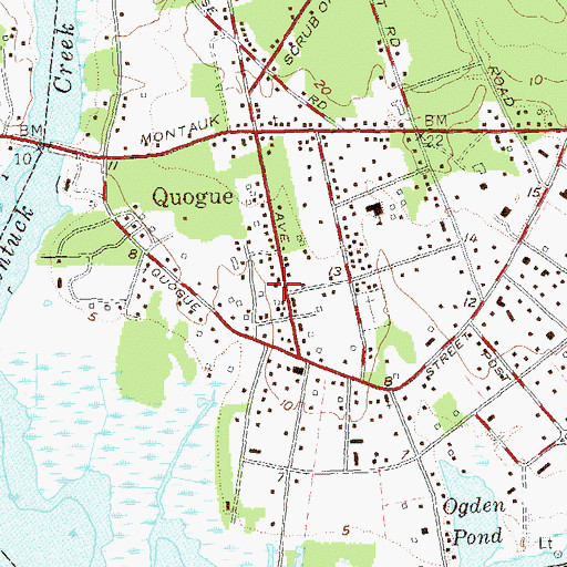 Topographic Map of Quogue Fire Department, NY