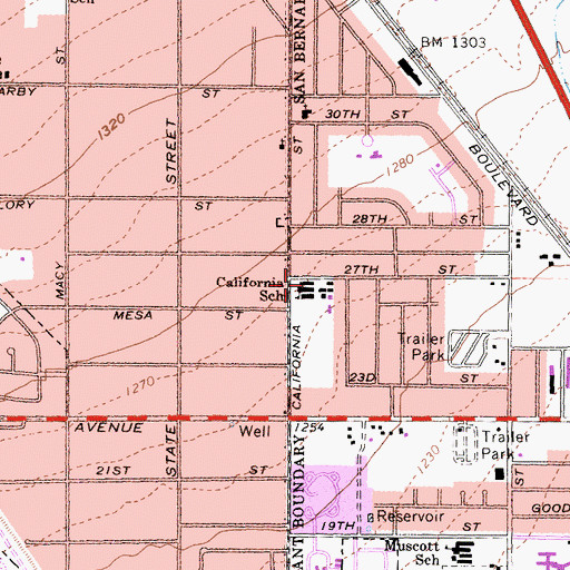 Topographic Map of California Elementary School, CA