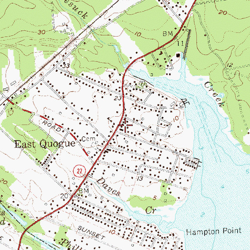 Topographic Map of East Quogue Fire Station, NY