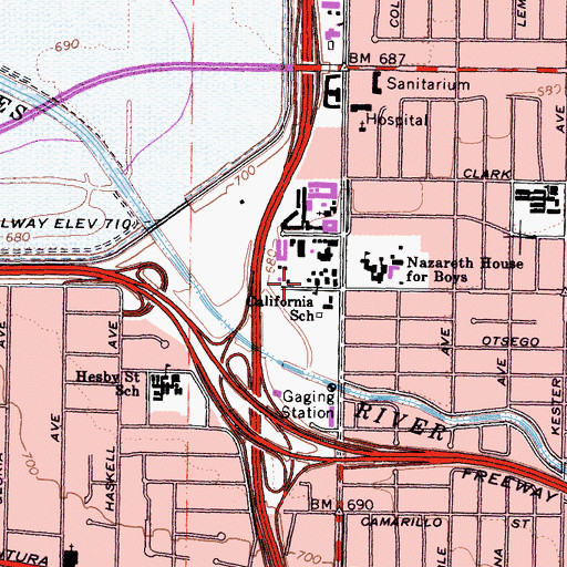 Topographic Map of California School, CA