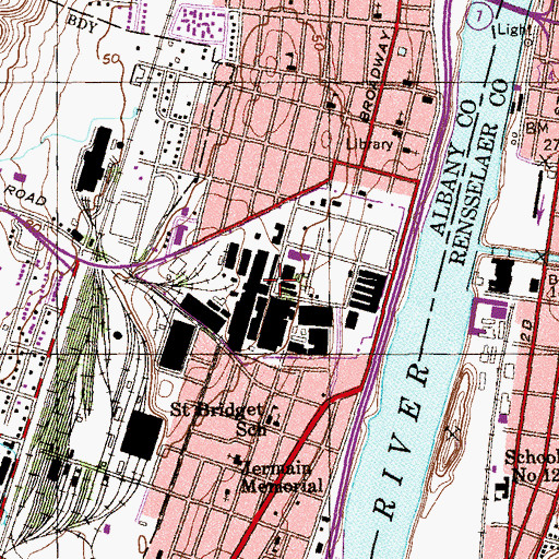 Topographic Map of Watervliet Arsenal, NY