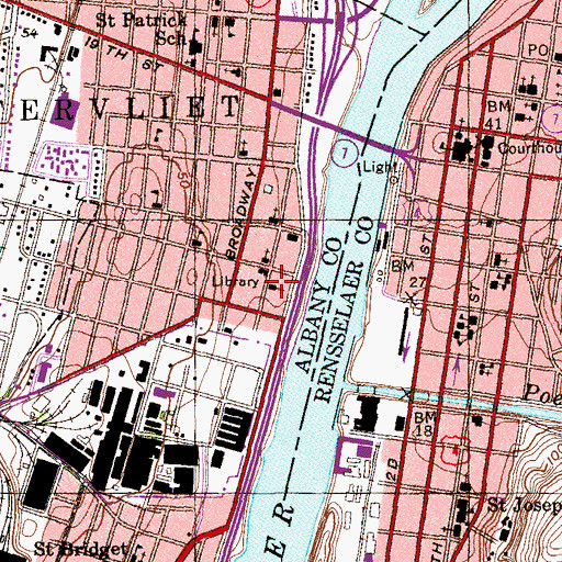Topographic Map of Trinity Church of Watervliet, NY