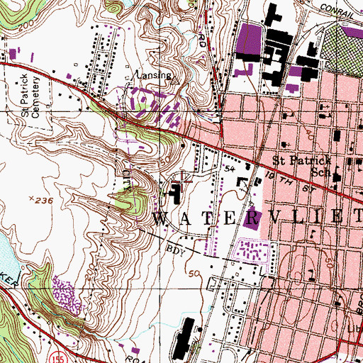 Topographic Map of Watervliet Junior-Senior High School, NY