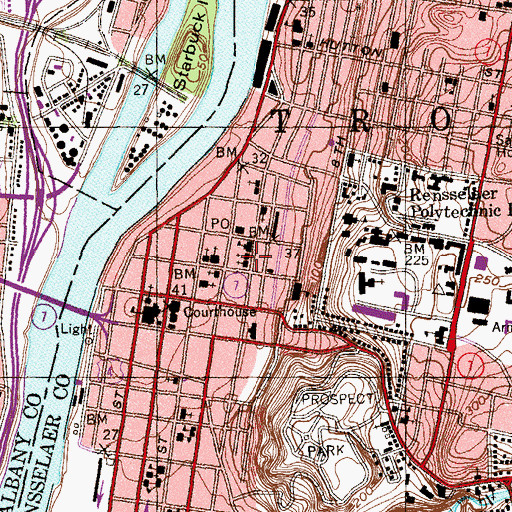 Topographic Map of Temple Beth-El Synagogue, NY