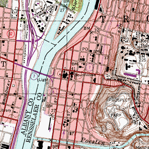 Topographic Map of Rensselaer County Court House, NY