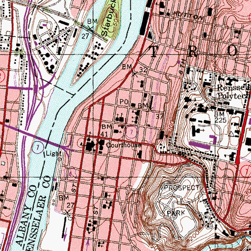 Topographic Map of Saint Anthonys School, NY
