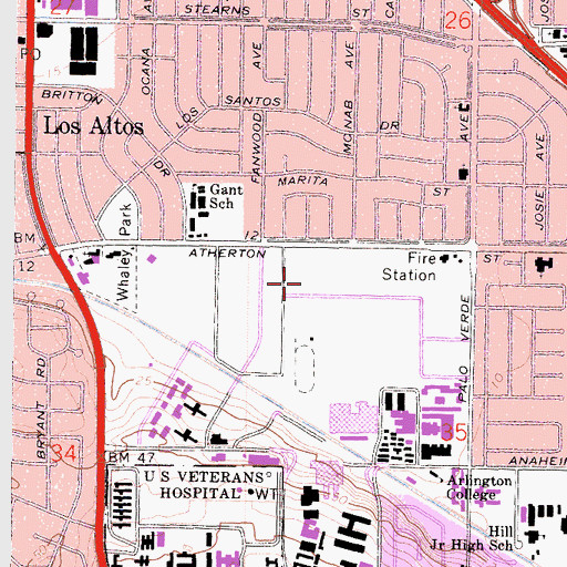 Topographic Map of California State University Long Beach, CA