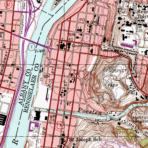 Topographic Map of Saint Marys Roman Catholic Church, NY