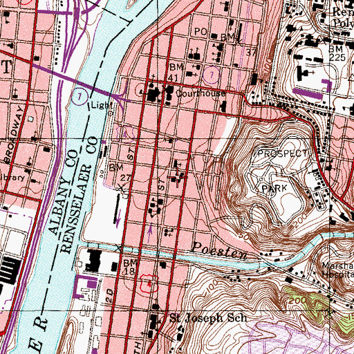 Topographic Map of Saint Mary's School, NY