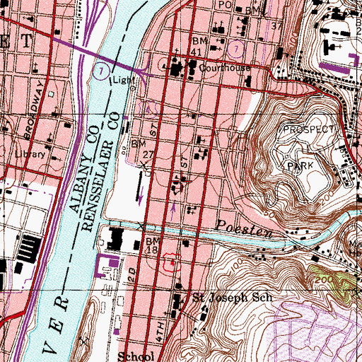 Topographic Map of Saint Johns Roman Catholic Church, NY