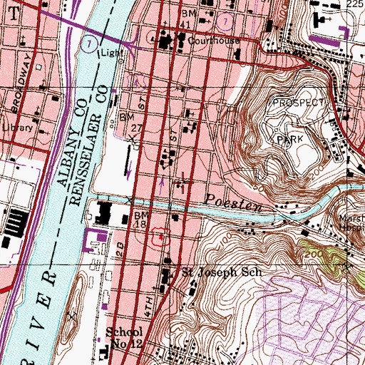 Topographic Map of Saint Lawrence Roman Catholic School, NY