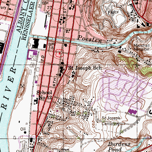 Topographic Map of Hillside School, NY