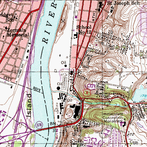 Topographic Map of Troy Arena, NY