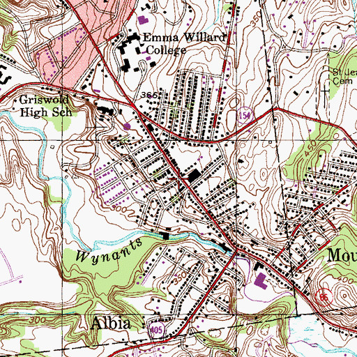 Topographic Map of Pawling Avenue United Methodist Church, NY