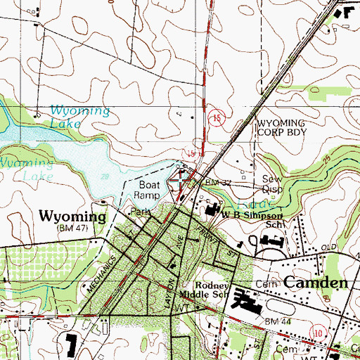 Topographic Map of Johnson Square Park, DE