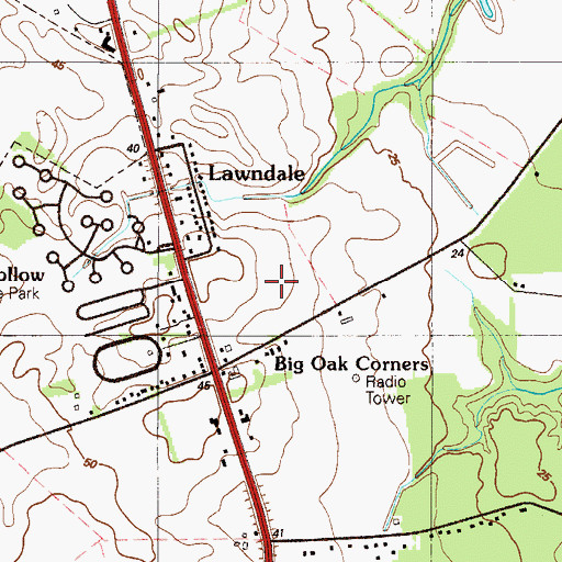 Topographic Map of Burtonwood Village, DE