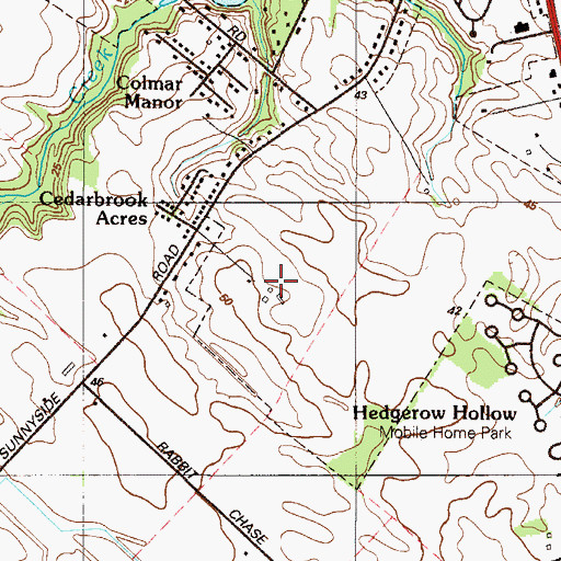 Topographic Map of Sunnyside Village, DE