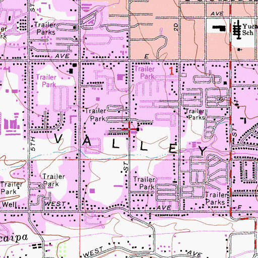 Topographic Map of Calimesa School, CA