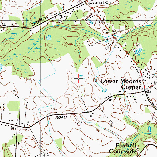 Topographic Map of Planters Woods, DE