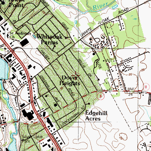 Topographic Map of Dover Heights, DE