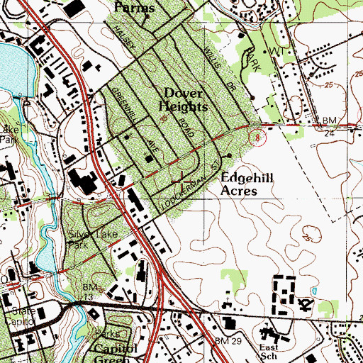 Topographic Map of Edgehill Acres, DE