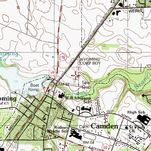 Topographic Map of Wyoming Mills, DE