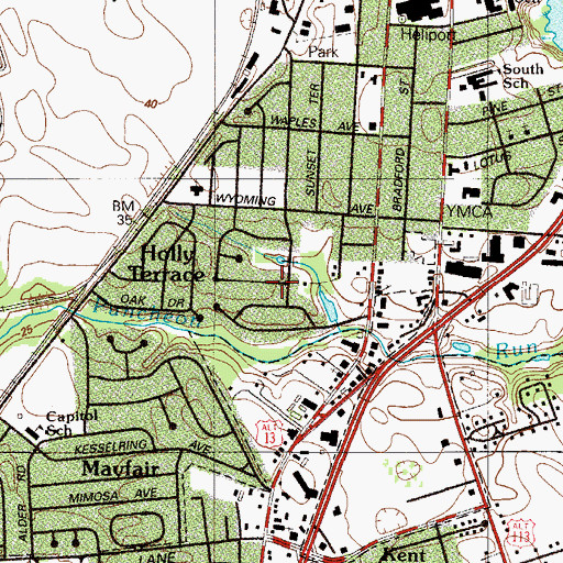 Topographic Map of Woodbrook, DE
