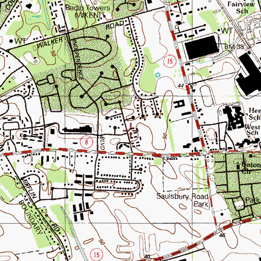 Topographic Map of Presidential Courts, DE