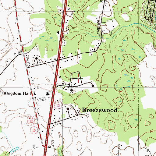 Topographic Map of Bork Acres, DE