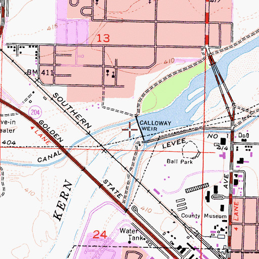 Topographic Map of Calloway Weir, CA