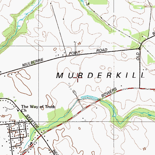 Topographic Map of Bowers Landing, DE