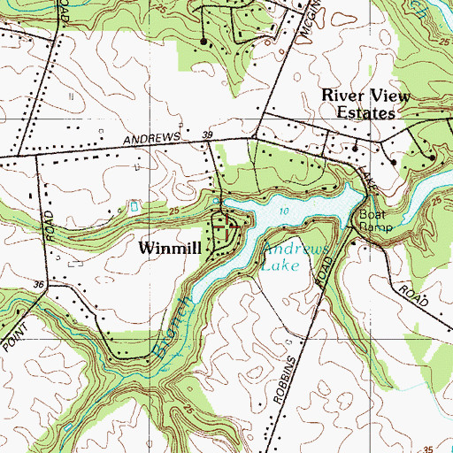 Topographic Map of Winmill, DE