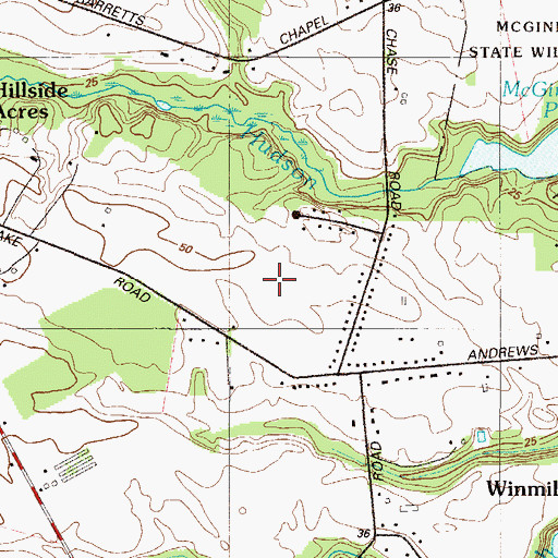 Topographic Map of Pickwick Acres, DE