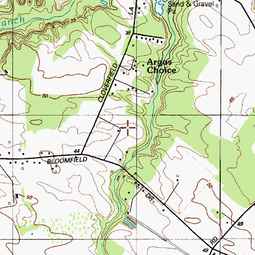 Topographic Map of Bloomfield Acres, DE