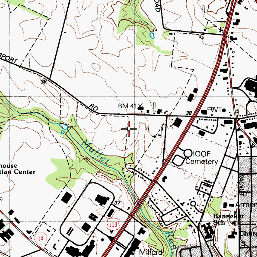 Topographic Map of Milford Crossing, DE
