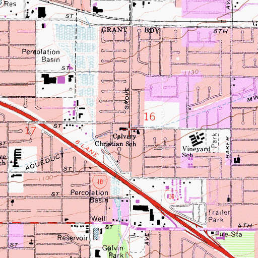 Topographic Map of Calvary Christian School, CA