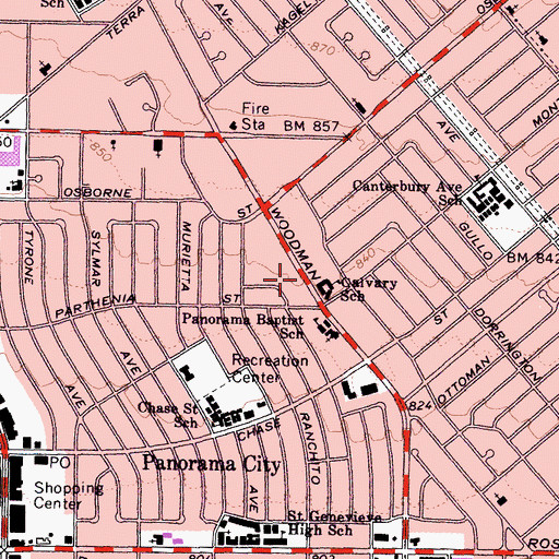 Topographic Map of Calvary School, CA