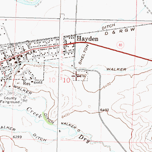 Topographic Map of Hayden Cemetery, CO