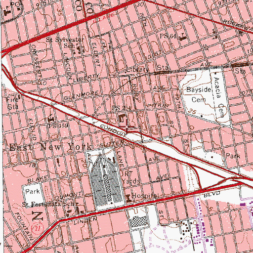 Topographic Map of Belmont Playground, NY