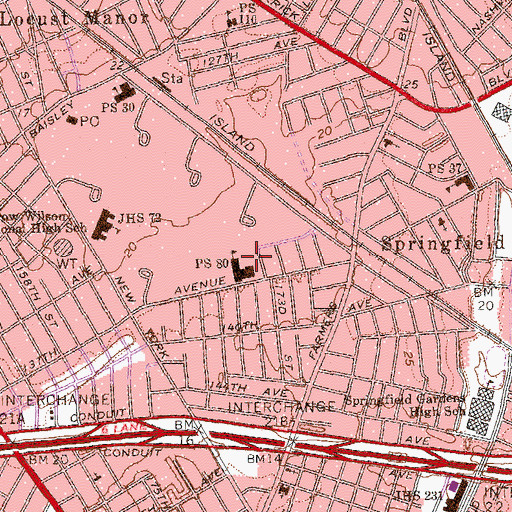 Topographic Map of South Rochdale Playground, NY
