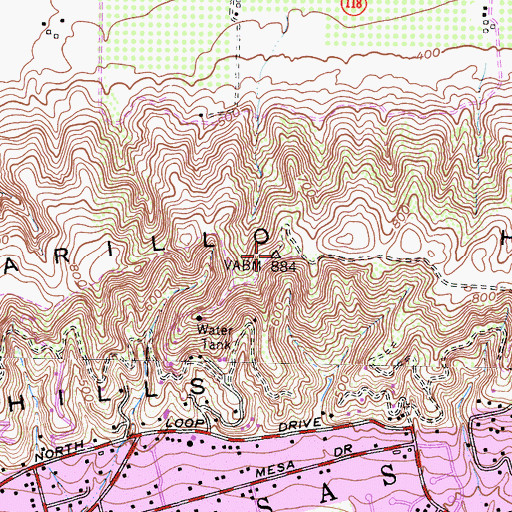Topographic Map of Camarillo Hills, CA