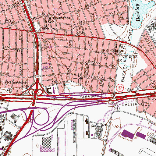 Topographic Map of Hilton Holiday Gardens, NY