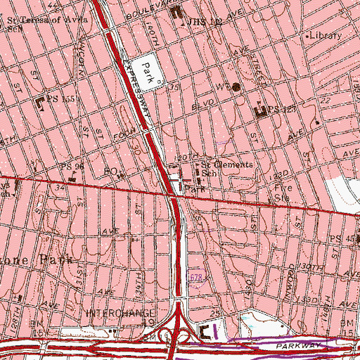 Topographic Map of Playground One-Forty, NY