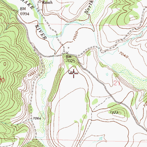 Topographic Map of Three Forks Cemetery, CO
