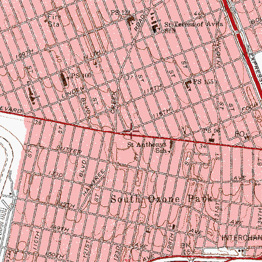 Topographic Map of Catholic War Veterans Square, NY