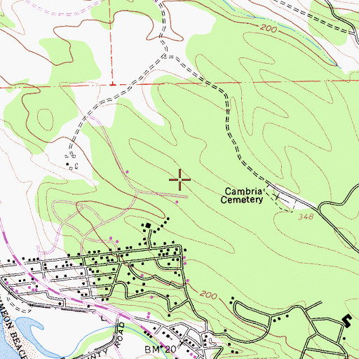 Topographic Map of Cambria Cemetery, CA